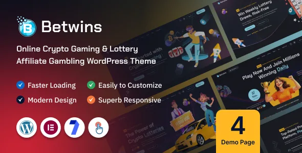Betwins – Online Crypto Gaming & Lottery Giveaways Affiliate WordPress Theme