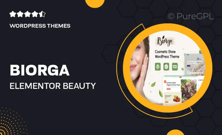 biorga elementor beauty cosmetics shop wordpress theme