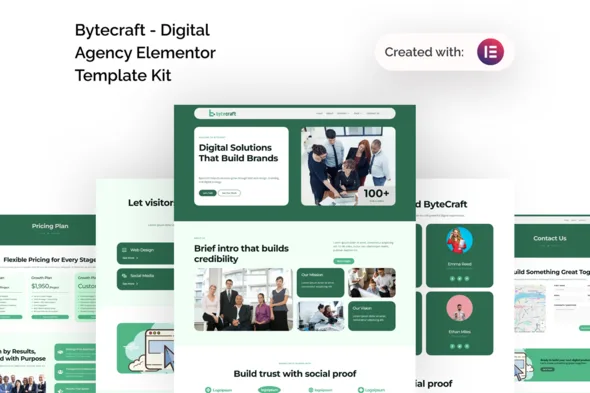bytecraft digital agency elementor template kit 1