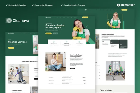 cleanuva cleaning services elementor pro template kit 1