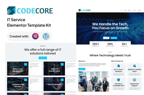codecore it service elementor template kit 1