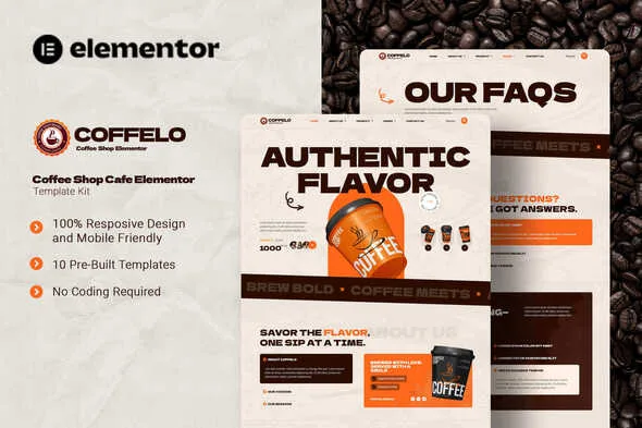 coffelo coffee shop cafe elementor template kit 1