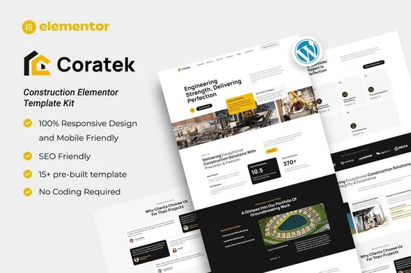 coratek construction elementor template kit 1