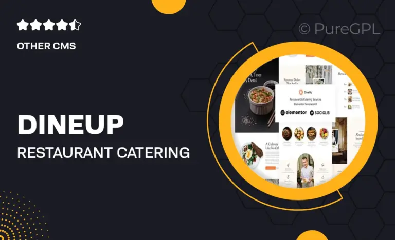 dineup restaurant catering service elementor template kit