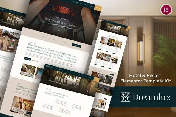 dreamlux hotel resort elementor template kit 1