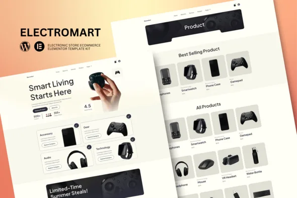 electromart e commerce electronics store elementor template kit 1