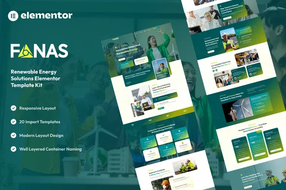 fanas solar green renewable energy solutions elementor template kit 1