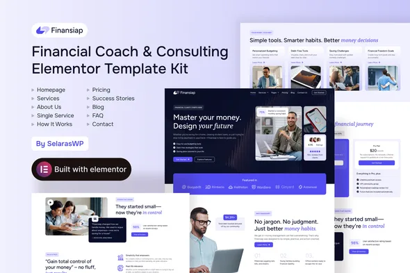finansiap financial coach consulting elementor pro template kit 1