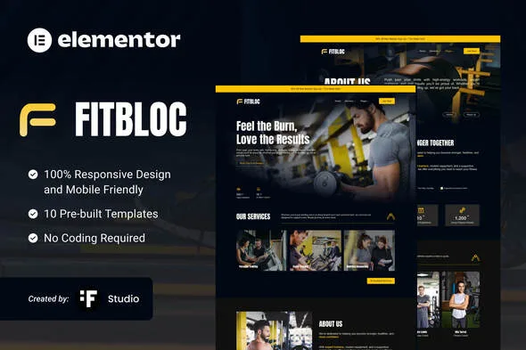 fitbloc fitness wellness elementor template kit 1