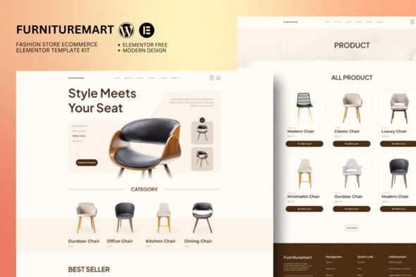 furnituremart furniture ecommerce elementor template kit 1