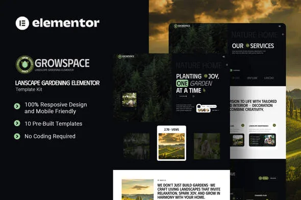 growscape landscape gardening elementor template kit 1