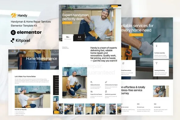 handy handyman home repair service elementor template kit 1