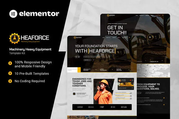 heaforce machinery heavy equipment elementor template kit 1