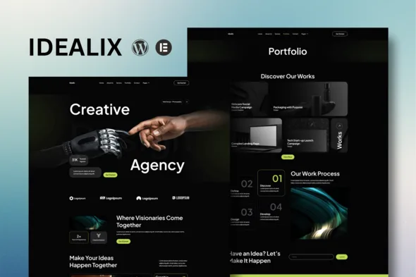 idealix creative digital agency elementor template kit 1