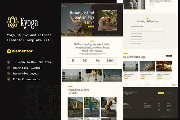 kyoga yoga studio fitness elementor template kit 1