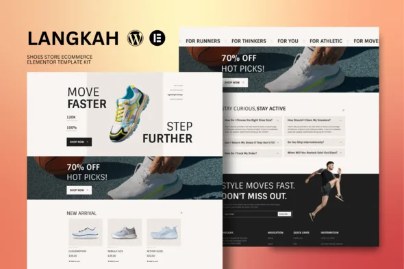 langkah shoes store ecommerce elementor template kit 1