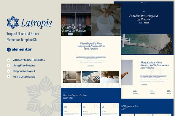 latropis tropical hotel resort elementor template kit 1