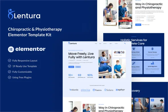 lentura chiropractic physiotherapy elementor template kit 1