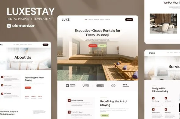 luxestay rental property elementor template kit 1