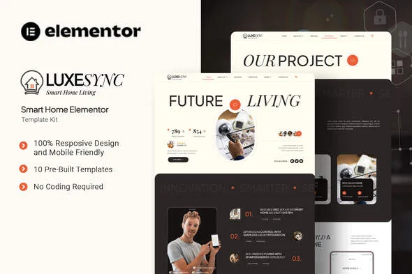 luxesync smart home elementor template kit 1