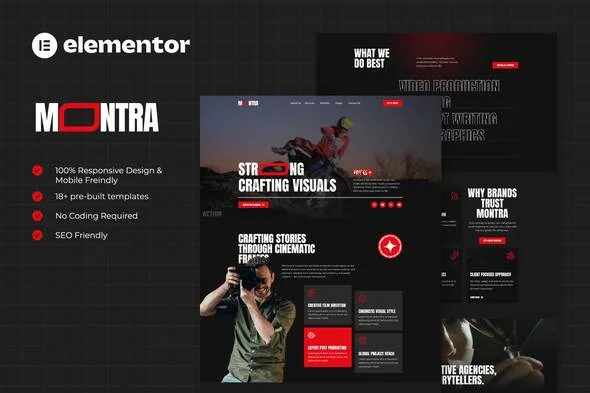 montra film video production elementor template kits 1