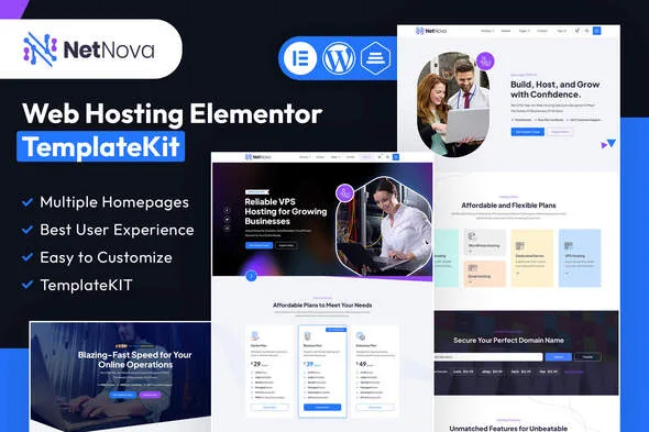 netnova web hosting elementor template kit 1