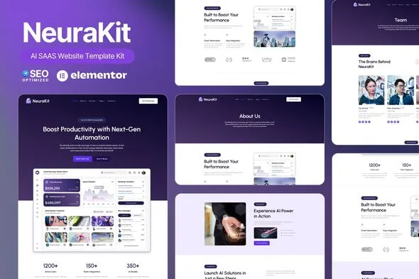 neurakit ai saas elementor template kit 1
