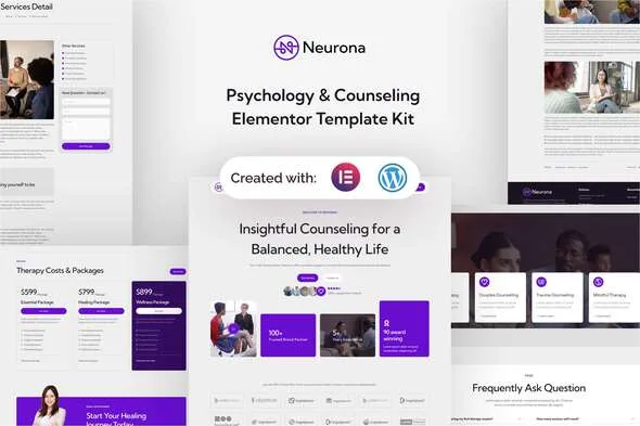 neurona psychology counseling elementor template kit 1