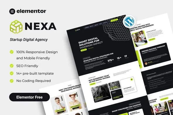 nexa startup digital agency elementor template kit 1
