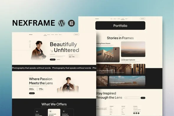 nexframe photography portfolio elementor kit 1
