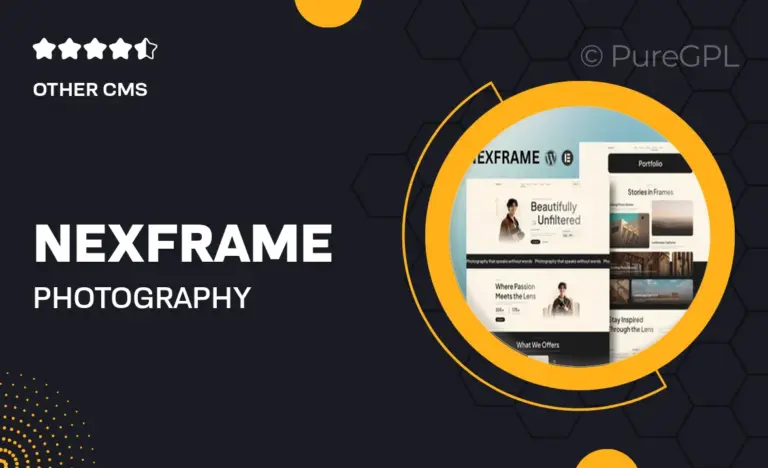 nexframe photography portfolio elementor kit