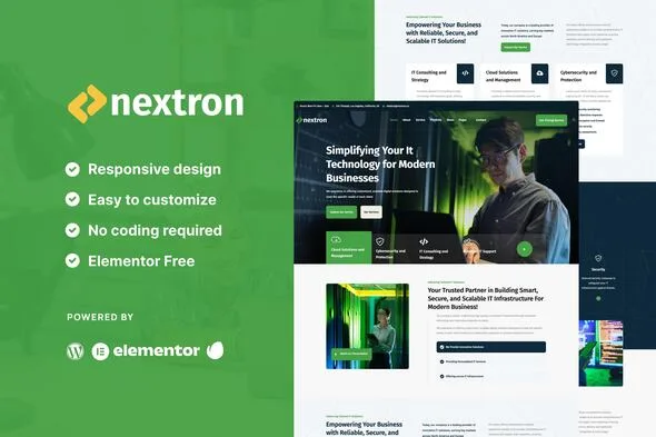 nextron tech company elementor template kit 1