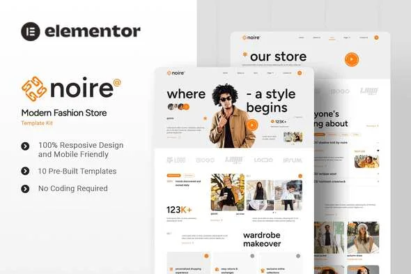 noire modern fashion store elementor template kit 1