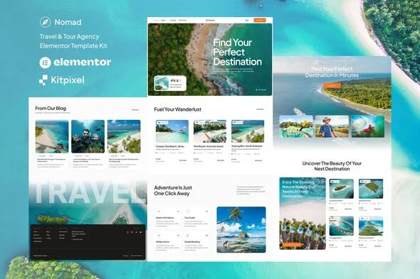 nomad tour travel agency elementor template kit 1