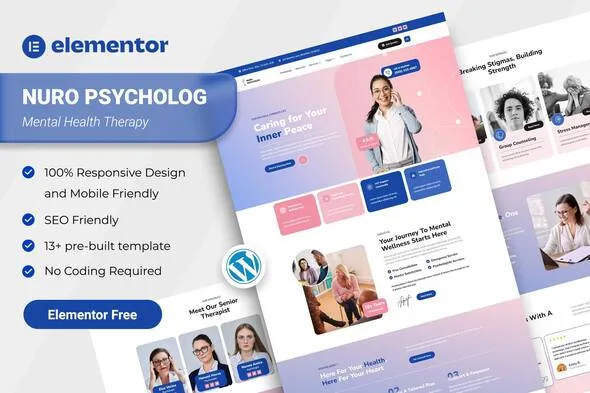 nuro mental health therapy elementor template kit 1