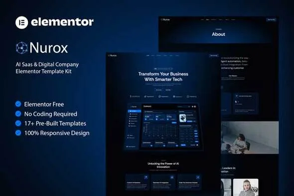 nurox ai saas digital company elementor template kit 1