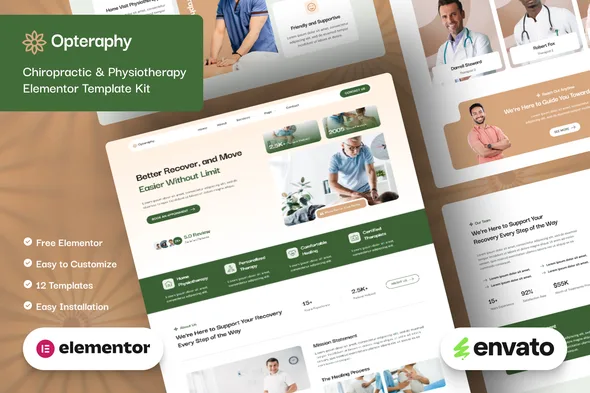opteraphy chiropractic physiotherapy elementor template kit 1