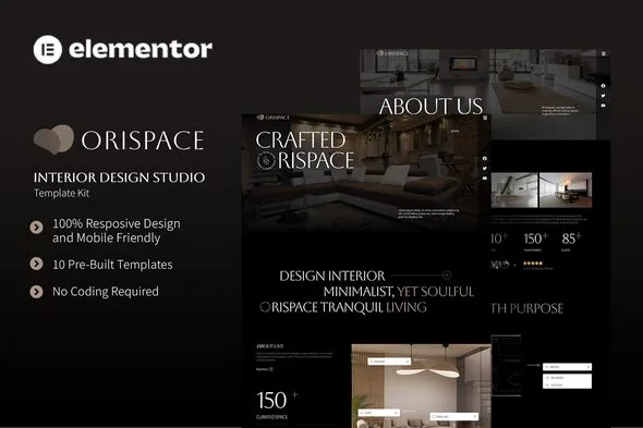 orispace interior design studio elementor template kit 1