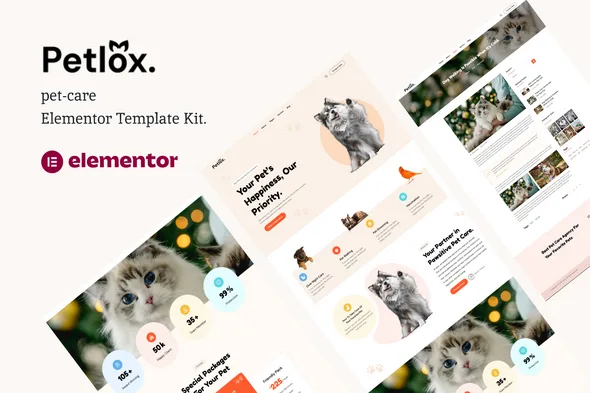 petlox pet care elementor template kit 1