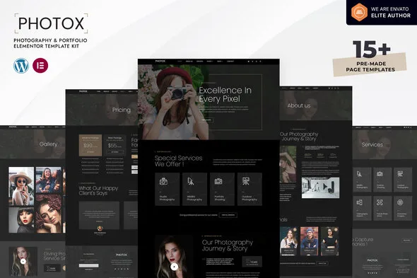 photox photography portfolio elementor template kit 1