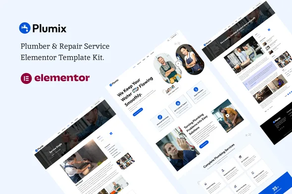 plumix plumber repair service elementor template kit 1