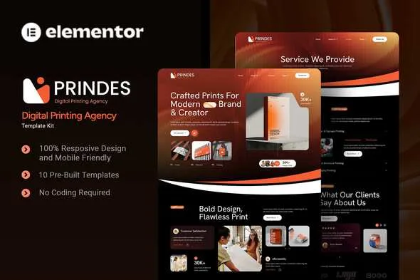 prindes digital printing agency elementor template kit 1
