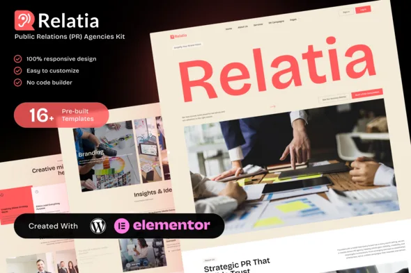 relatia public relations pr agencies elementor template kit 1