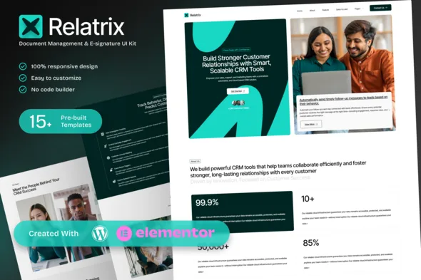 relatrix customer relationship management crm saas platform elementor template kit 1