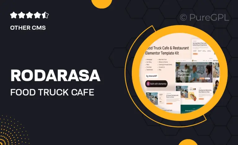 rodarasa food truck cafe restaurant elementor template kit