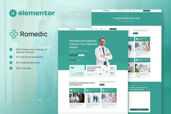 romedic hospital medical clinic elementor template kit 1