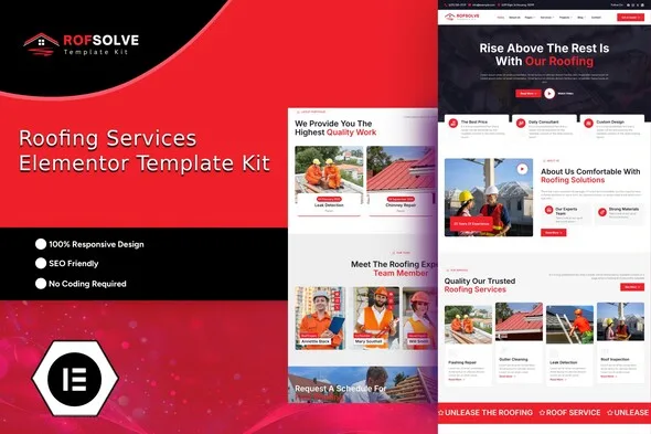 roofsolve roofing services elementor template kit 1