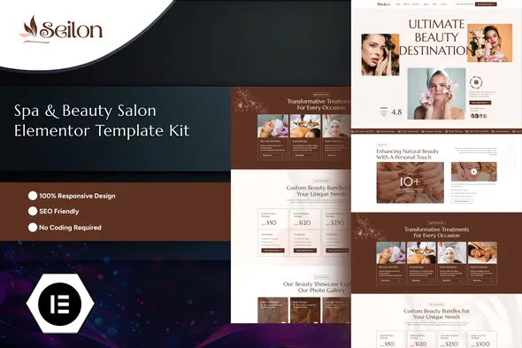 seilon spa beauty salon elementor template kit 1