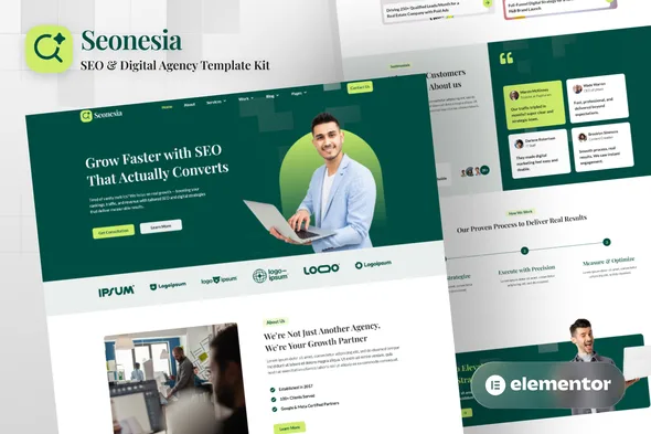 seonesia seo digital agency elementor template kit 1