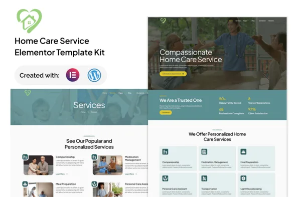 serena home care services elementor template kit 1